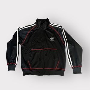 Adidas Boys Black Red Stitch Zip Jacket